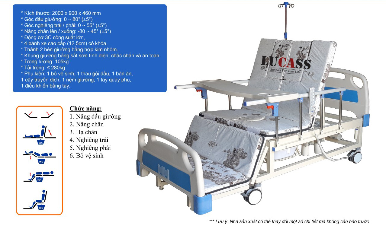 Giường bệnh tự động Lucass GB-T5D giá bao nhiêu? Mua ở đâu?