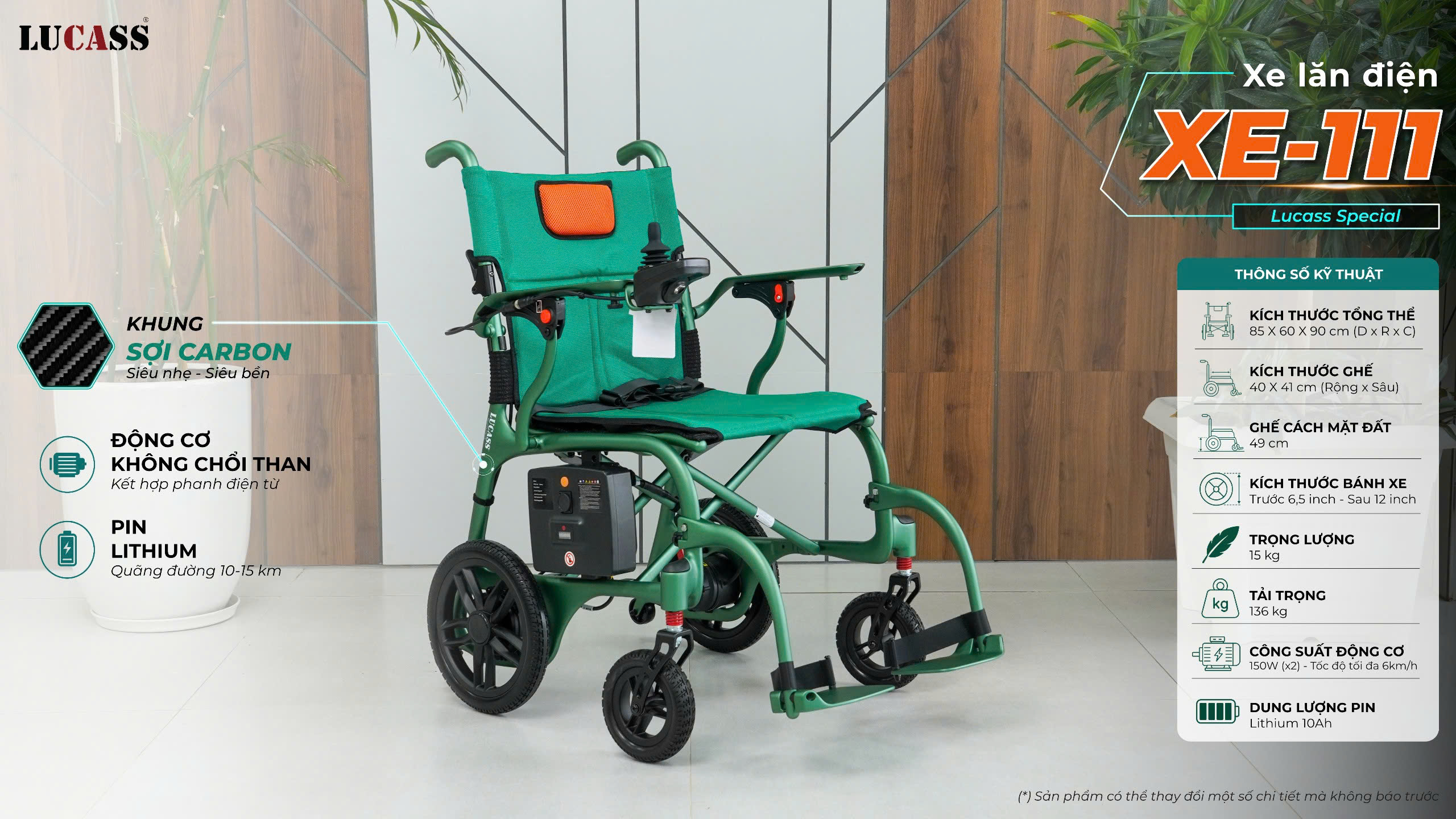 Xe lăn điện lucass Du Lịch XE-111